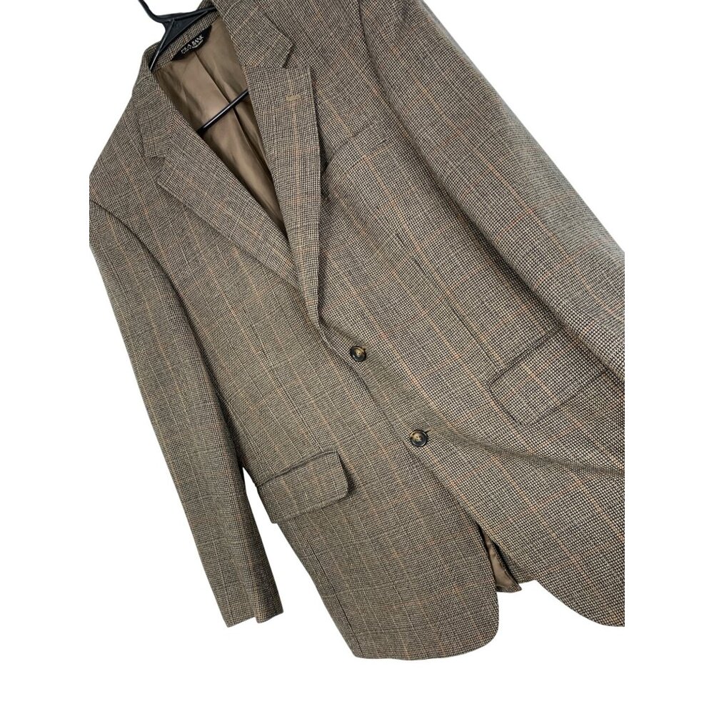 Jos. A. Bank Mens 42R Brown Plaid Wool Blazer Jacket Two-Button RN10222 EUC